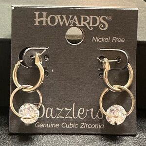 Dainty Nickel-Free Howard’s ®️ Double hoop earrings with cubic zirconia